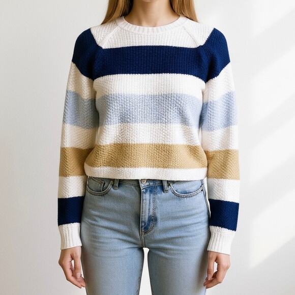 Hollister Boyfriend Sweater | Waffle Knit | XS (Oversized) | Nautical Stripes - Picture 1 of 8